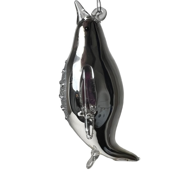 Penguin Macy's Holiday Lane Ornament Silver Bells Glass Penguin Swimming Penguin - Picture 6 of 10